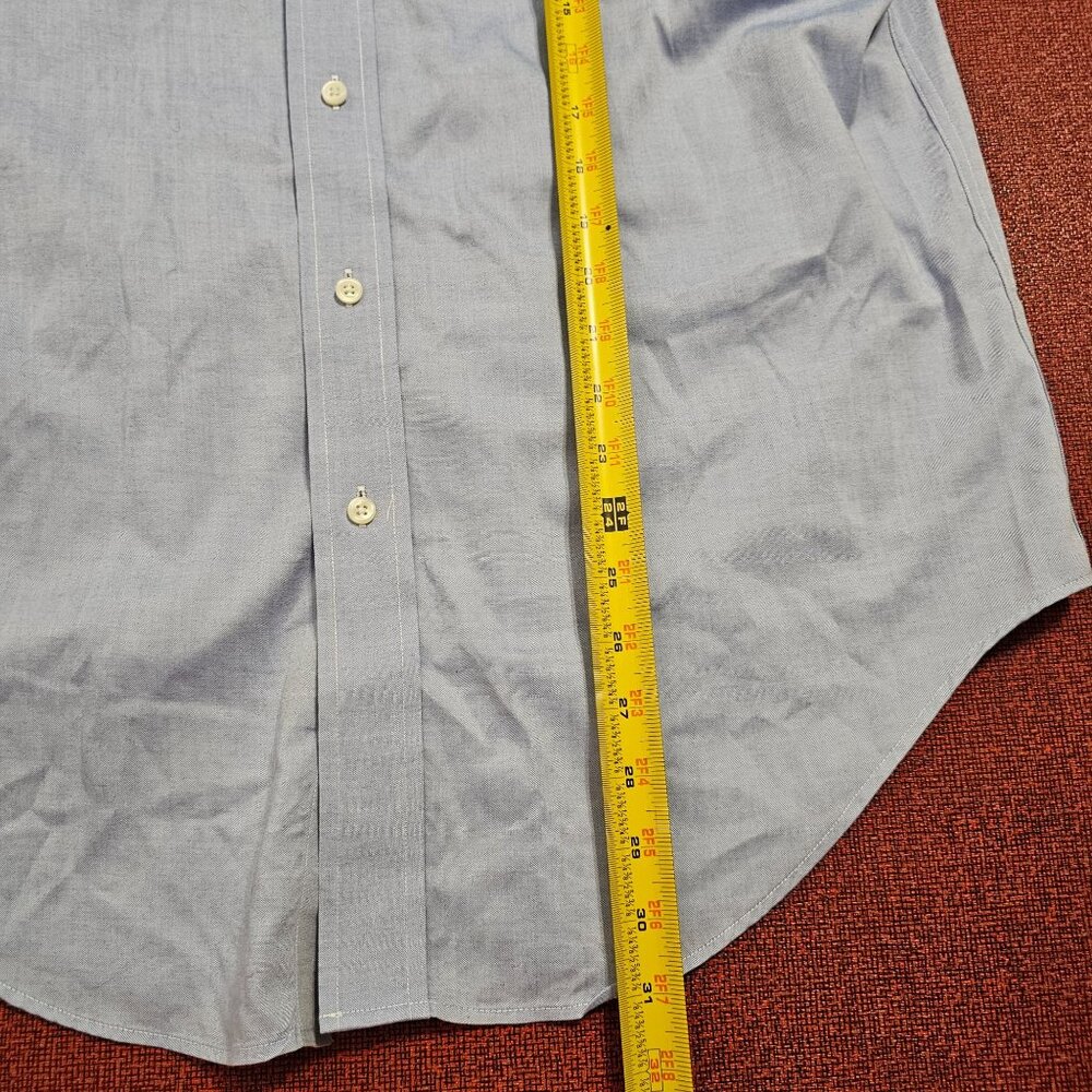 Lauren Ralph Lauren Non-Iron Button-Down Dress Shirt 15.5 32/33 Blue Preppy - Picture 6 of 6